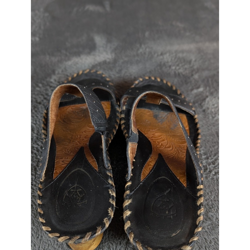 Ariat Shalimar Boho Chic Brown Leather T-Strap Wedge Sandals Size 9B Women Shoes - Picture 9 of 12